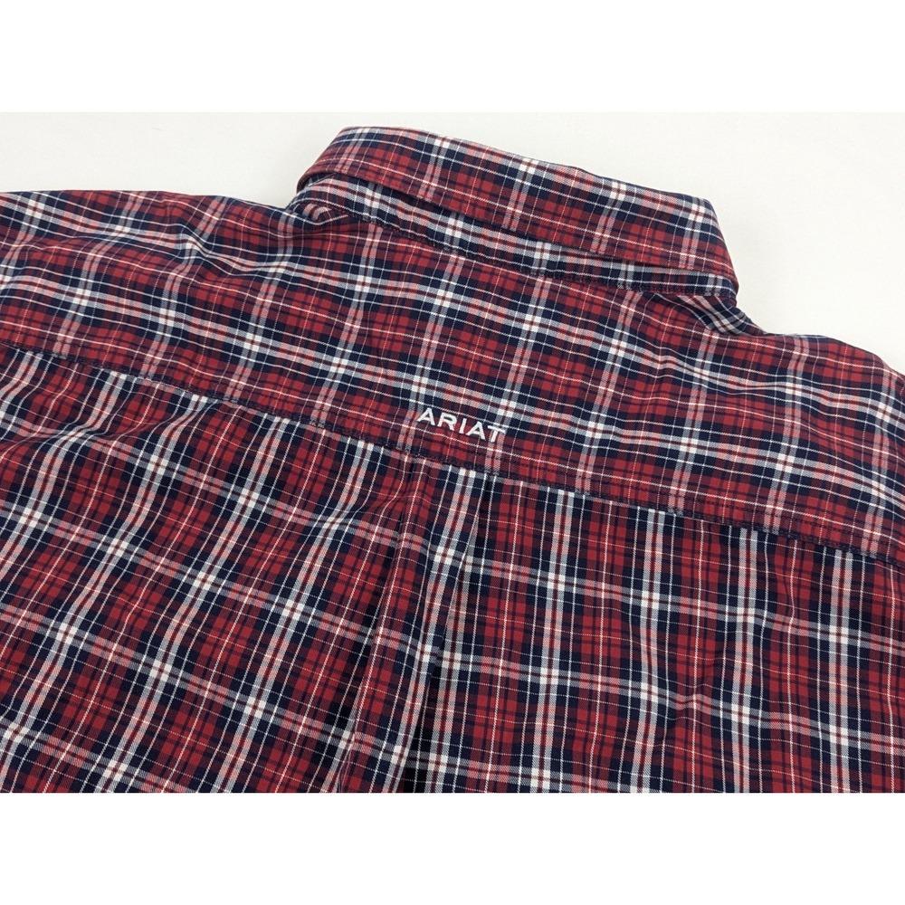 Ariat Pro Shirt Mens 3XL Long Sleeve Red White Blue Plaid Embroidered Western - Picture 11 of 11